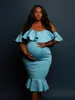 Ruffles macierzyńskie sukienki ciążowe Photography Props Ubrania ciążowe do sesji zdjęciowej w ciąży sukienki dla kobiet w dużych rozmiarach