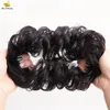 100 진짜 Humanhair Scrunchie Elastic Band updo Extensions Hair Bun Topknot Black Brown Curly Chignons7952684