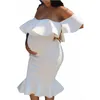 Vestido de maternidade com babados, adereços para maternidade, roupas para fotos, vestidos de grávidas para mulheres plus size 1495810
