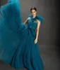 Yeni Gelinlik Modelleri Ruffles Mücevher Boyun Tül Abiye Giyim Plus Size Plaj Afrika Parti Elbise elbiseler de soirée