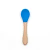 Baby Spoon Silicone Cutlery Infant Auxiliary Cutlery Boys Wooden Handle Spoon Kids Training Spoons Home Dinnerware Kitchen Accessories B7425