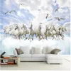 cavalo branco papéis de parede 3D Papéis de parede tridimensional paisagem de fundo TV decoração de parede pintura