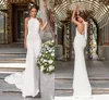 Sexy Mermaid Simple Wedding Dress 2020 Ivory Stain Wedding Gowns Elegant Backless Bride Dress Vestido De Noiva