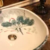 Lotus carré Jingdezhen céramique art comptoir lavabo bol pour salle de bain éviers bol à motifs évier en céramique