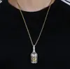 14K Iced Out zweifarbiger Whiskey-Weinflaschen-Anhänger mit Mikropflaster, kubischer Zirkon, Hip-Hop-Anhänger-Halskette für Männer und Frauen, Geschenke