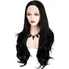 Perruques synthétiques Doux 180% Densité Noir Longue Vague de Corps Perruque Gluel Haute Température Fiber Cheveux Synthétique Avant de Lacet Perruques Délié Naturel Mode Femmes