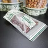 Bulk Matlagringspåse Stå upp Matt Transparent Plast Zip Bag 100pcs Reusable Cocoa Nut Packing Väskor Dammsäker Bröllopskakapaket