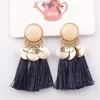 Pendientes colgantes étnicos bohemios para mujer, Pendientes redondos de resina con borlas de verano para joyería de moda, Pendientes oorbellen