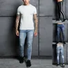 Goocheer män skinny jeans byxa casual byxor 2019 denim svart jeans homme stretch sida randig penna byxor passar streetwear 3xl