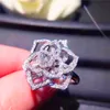 Big Flower Promise Ring 5a CZ Stone 925 Silver Heart Engagement Bröllop Band Ringar för Kvinnor Bridal Luxury Finger Smycken