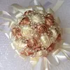 Silk Rose Bridal Wedding Bouquet Pearls Crystals Beaded Luxury Wedding Party Flowers Bouquets Supplies Wholesale Free Shipping