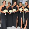 One Shoulder Mermaid Long Bridesmaids Dresses Split Side Formal Natural Waistline Vestidos De Bridesmaid Dress Honor Of Maid Simple