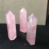 6-7cm Natural Rock Pink Rose Quartz Crystal Wand Point Healing Mineral Stone För Hem Decora