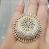 Godki Luxury 3 Tone Engagement Wedding Flower Rings for Women Bridal Cubic Zircon Dubai Accessories Finger Ring Jewelry J190618