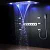 Łazienka Luksusowy duży deszcz z zestawem prysznicowym LED prysznicowym wodospadem Zestaw prysznicowy deszczu termostatyczne krany z masażem odrzutowce 298J
