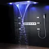 Badkamer Luxe Grote Regendouche Set Led Douchekop Waterval Regendouche Kit Thermostatische Kranen Met Massage Body Jets298j