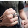 Punk Anubis Egyptisch Cross Beast Ring voor Mannen Hip Hop Rvs ANKH Cross Design Animal Finger Rings Cool Sieraden Kerstcadeau