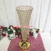 60CM 24inch European style metal Crystal Flower Vase Ostrich Feather Plume holder gold silver Wedding center pieces party table decor