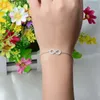 Élégant bracelet flocon de neige en argent sterling 925 véritable pavé 5A Cz pierre bracelets de mariage pour les femmes nuptiale étendre 18-23cmCharmante croix b