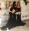 Boho black bridesmaid dresses Lace Appliques Sweetheart Zipper Back Floor Length Elegant Mermiad Vintage dress for wedding party