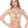 Sutiã de Silicone Invisível Push Up Sutiã Profundo U Plunge Bras Inserções Almofadas Pegajosa Mama Enhancer Apoio Roupa Interior Sutiã Sem Alças