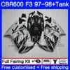 Karosserien + Tank für HONDA CBR600FS graue heiße Verkleidung CBR 600F3 CBR 600 F3 FS 97 98 290HM.34 CBR600RR CBR600F3 1997 1998 CBR600 F3 97 98 Verkleidung