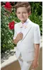 Lato White Boy's Formal Nose Packed Lapel Krótkie Rękawy Slim Fit Kids Wedding Tuxedos Prom Party Spodnie Garnitury (Kurtka + Spodnie)