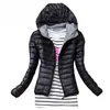 Höst Vinter Kvinnor Grundläggande Jacka Coat Kvinna Slim Hooded Brand Cotton Coats Casual Black Jackor