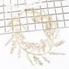 US Warehouse Bridal Headwar Crown kralen Haar ornamenten blad kroonhoofdbanden bruiloft kopstuk accessoires goud kleur voorhoofd sieraden boom