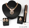 Bridesmaid Jewelry Set Wedding Necklace Gold Chains Bracelet Earrings Indian African Dubai 18k Gold Jewelry Party Jewelry Sets8149726