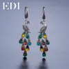 EDI coloré pierre précieuse femmes longues boucles d'oreilles bouillies mode bijoux phoenix poncock plume avec style ethnique bohémien de l'Inde