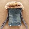 Kvinnor Vår Denim Jacka Faux Fur Coat Casual Clothing Overcoat Tops Kvinna Jeans Coat Warm Coat