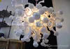 الفن الحديث ديكور الأبيض ضربة الثريات الزجاجية المعلقة LED DIY زجاج مورانو الأبيض الثريات ديكور المنزل زجاج مصابيح قلادة