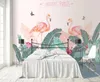 Sfondi Flamingo Carta da parati tropicale Murales 3D Po Wall Paper Art Decor Contatto Home Improvement Foglie di banano Cover1