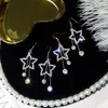Einfaches neues Design Stern Strass Kristall Silber Ohrstecker Piercing Pentagramm Ohrringe für Frauen Hochzeit Geschenk Kostenloser Versand