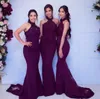 Sexig druvkorgsjagad brudtärklänning Lång High Neck Wedding Guest Black Girl Wedding Prom Evening Party Gowns