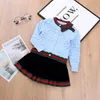 Kinderen trui outfits shirt rok gebreide draag babymeisjes kleren set pak voor meisjes herfst lente kinderen katoen 2 pc's kleding5304487