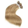 KISSHAHAIR 3 Facotes de cabelo humano cor #8 Ash loira brasileira remy dupla trama de cabelo extensão sedosa 95g/pc