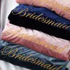 Velvet Bridal Bridesmaid Robes 2022 Custom Design Maid of Honor Gifts Broderi Bridal Party Robe Långärmade Mr XXL Pajama Wear Kimono