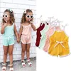 Kids Designer Kläder Baby Flickor Suspender Rompers Infant Sommar Bomull Andas Jumpsuits Nyfödda Mode Onesies Klättra Kläder B823