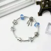 All'ingrosso-Fascino Perline Bracciali Braccialetto di moda Ciondolo acchiappasogni Braccialetto in argento 925 stella blu Accessori gioielli fai da te Regalo di nozze