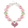 Belle Bubblegum Perle Collier Pendentifs Couronne Cristal Coeur Charmes Princesse Perlé Collier pour Enfants Filles Mix En Gros