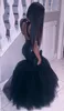 Black Girl Prom Dresses Halter Neck Sequins Topped Mermaid Backless Dubai Fiesta Long Party Gowns Cheap Party Gowns