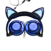 PC 노트북 컴퓨터 + MIC USZ167을위한 품질 키즈 나이트 클럽 코스프레 고양이 귀 접이식 어린이 헤드셋 게임 헤드폰 LED는 귀 이어폰