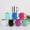 12oz Coffee Mug Egg Tumblers Stianless Steel Wine Tumbler Double Wall Vacuum Insulated Travel Water Cups with handle and lid
