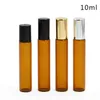 200pcs DHL 3ML 5ml 10ML Mini Roll On Glass bottle fragrance PERFUME Amber Brown THICK GLASS BOTTLES ESSENTIAL OIL Steel Metal Roller ball