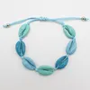 12 Uds. Pulseras trenzadas ajustables de concha de playa de arena de aleación de Color para regalo de mujer de estilo Simple de moda
