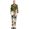 Camouflage bedrukte jumpsuits casual overall voor vrouwen turn-down kraag lange mouw harajuku jumpsuit streetwear ritssluiting party232k