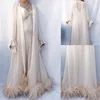 Two Piece Wedding Robes Chiffon Spaghetti Strap Ruffle Feather See Through Sexy Night Gown For Women Floor-length Custom Made Sleepwear