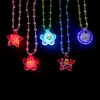 Novelty Lighting glow up flashing for christmas Kids Colorful Beads Chain LED Light Cartoon Santa Claus Pendant Necklace Party Favors